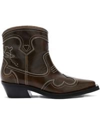Ganni - Dark Leather Boots - Lyst