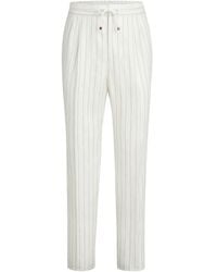 Brunello Cucinelli - Stripe Linen Pants With Drawstring And Double Pleats - Lyst