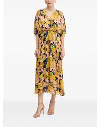 Morgan - Floral-Patterned V-Neck Midi Dress - Lyst