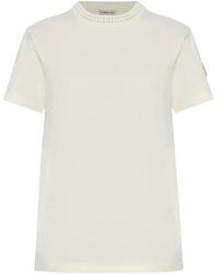 Moncler - Crochet Accent Cotton T-Shirt - Lyst