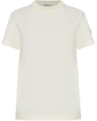 Moncler - Crochet-Detail Cotton T-Shirt - Lyst