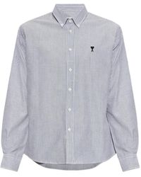 Ami Paris - Striped Cotton Shirt With Ami De Coeur - Lyst