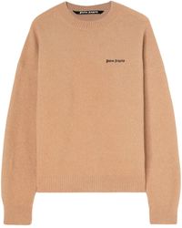 Palm Angels - Camel Wool Crew Neck Jumper - Lyst