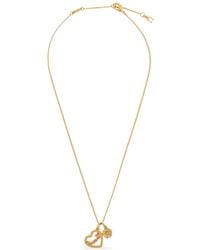 COACH - Heart Floral Charm Necklace - Lyst