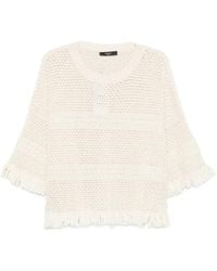 Weekend by Maxmara - Palato Fringe-Trimmed Crochet-Knit Sweater - Lyst