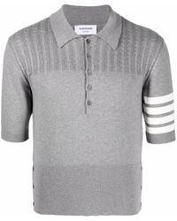 Thom Browne - 4-bar Stripe Knit Polo Shirt - Lyst
