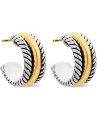 David Yurman - 14Kt And Sterling Cable Collectibles Huggie Hoop Earrings (15.6Mm) - Lyst