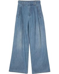 Brunello Cucinelli - Pleat-detail Wide-leg Jeans - Lyst