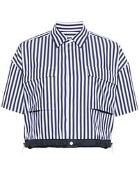 Sacai - Striped Cotton Cropped Blouse - Lyst