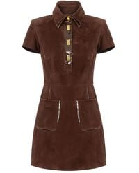 Elisabetta Franchi - Turn-Lock Suede Mini Dress - Lyst