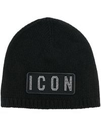 DSquared² - Strickmütze Mit Logo-Patch - Lyst