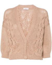 Peserico - Sequin-embellished Cable-knit Cardigan - Lyst