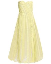 Elie Saab - Embroidered Strapless Midi Dress - Lyst