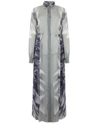 Alberta Ferretti - Graphic-Print Silk Maxi Shirt Dress - Lyst