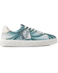Versace - Greca Printed Canvas Sneakers - Lyst