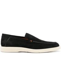 Santoni - Contrast-stitching Suede Loafers - Lyst