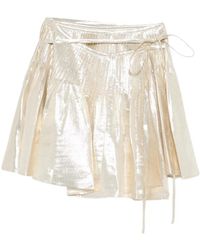 Self-Portrait - Mini-Rok Met Plooien En Gestrikte Taille - Lyst