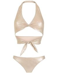 Adriana Degreas - Metallic Halter Neck Bikini Set - Lyst
