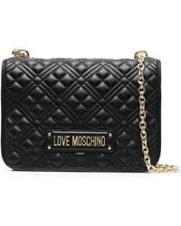 Love Moschino - Gesteppte Schultertasche Mit Logo-Schild - Lyst