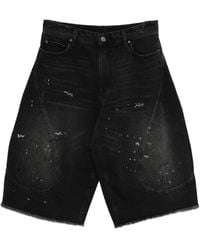 CROQUIS - Paint-Splatter Frayed-Edge Denim Shorts - Lyst