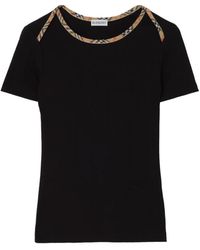 Burberry - Checkered Stretch Cotton T-Shirt - Lyst