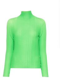 Issey Miyake - Pleated High-Neck Blouse - Lyst
