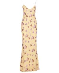knee length dresses for ladies Yellow Floral Midi Dress  self-portrait-US