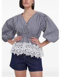 Barbour - Top Met Afwerking Van Kant En Gingham Ruit - Lyst