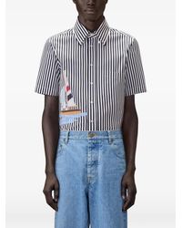 Thom Browne - Chemise Rayée À Broderies - Lyst