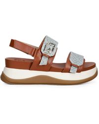 Liu Jo - Monogram-Pattern Touch-Strap Sandals - Lyst