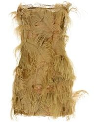 The Attico - Feather-Trim Lace-Detail Dress - Lyst