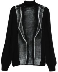 MM6 by Maison Margiela - High-Neck Panelled Sweater - Lyst