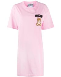 Moschino - Tulle Appliqué Cotton T-Shirt Dress - Lyst