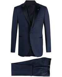 Tagliatore - Single-Breasted Virgin Wool Suit With Contrast Lapels - Lyst