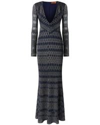 Missoni - Long-Sleeve V-Neck Maxi Dress - Lyst