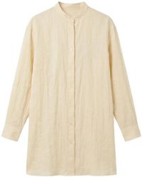 120% Lino - Crinkled-Finish Band-Collar Shirt - Lyst