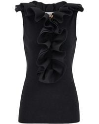 Ferragamo - Ruffle-Trim Wool Vest - Lyst