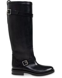 Saint Laurent - Almond-Toe Leather Boots - Lyst