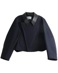 Givenchy - Cropped Leather-Collar Asymmetric-Front Jacket - Lyst