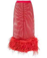 Atu Body Couture - Feather-trim Sheer Maxi Skirt - Lyst