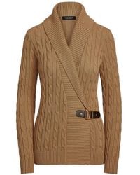 Ralph Lauren - Cable-Knit Buckled Cardigan - Lyst