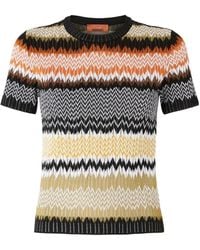 Missoni - Chevron-Pattern Short-Sleeved Knit Top - Lyst