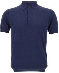 Kangra - Ribbed-Edge Short-Sleeve Polo Shirt - Lyst