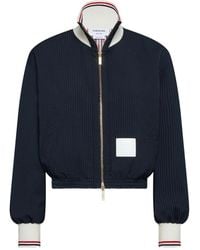 Thom Browne - Wool Seersucker Zip Up Track Jacket - Lyst