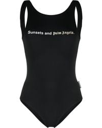 Palm Angels - Slogan-print Low-back Swimsuit - Lyst