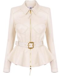 Elisabetta Franchi - Lederjacke mit Reißverschluss - Lyst