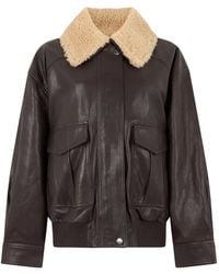 Weekend by Maxmara - Veste En Cuir À Col Lainé - Lyst