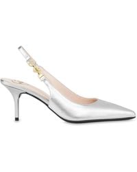 Love Moschino - Slingback-Pumps Aus Metallic-Leder - Lyst