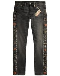 RRL - Slim-Fit Jeans Verfraaid Met Studs - Lyst