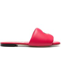 Moschino - Logo-plaque Leather Slides - Lyst